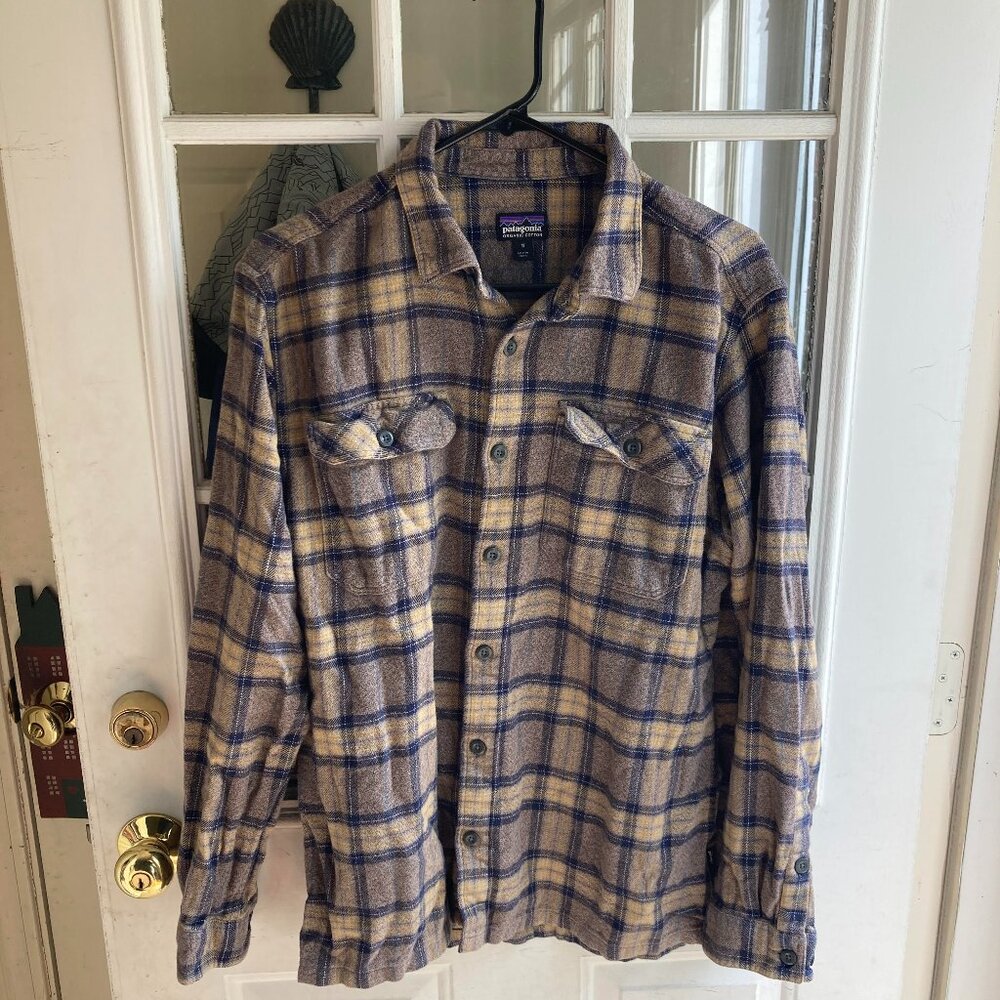 A Brown/greyish Patagonia Flannel Button-up Shirt